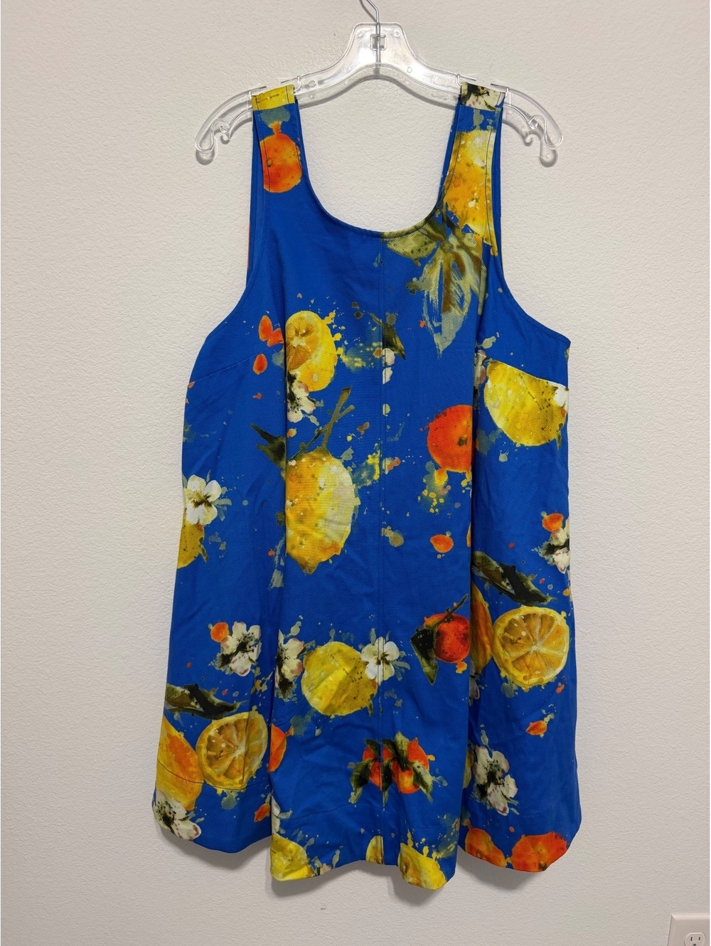 MAEVE Anthropologie Lemon Fruit Print Sleeveless Scoop Neck Mini Dress Size 1X